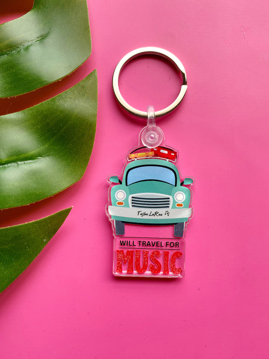 Will Travel for Music Keychain
