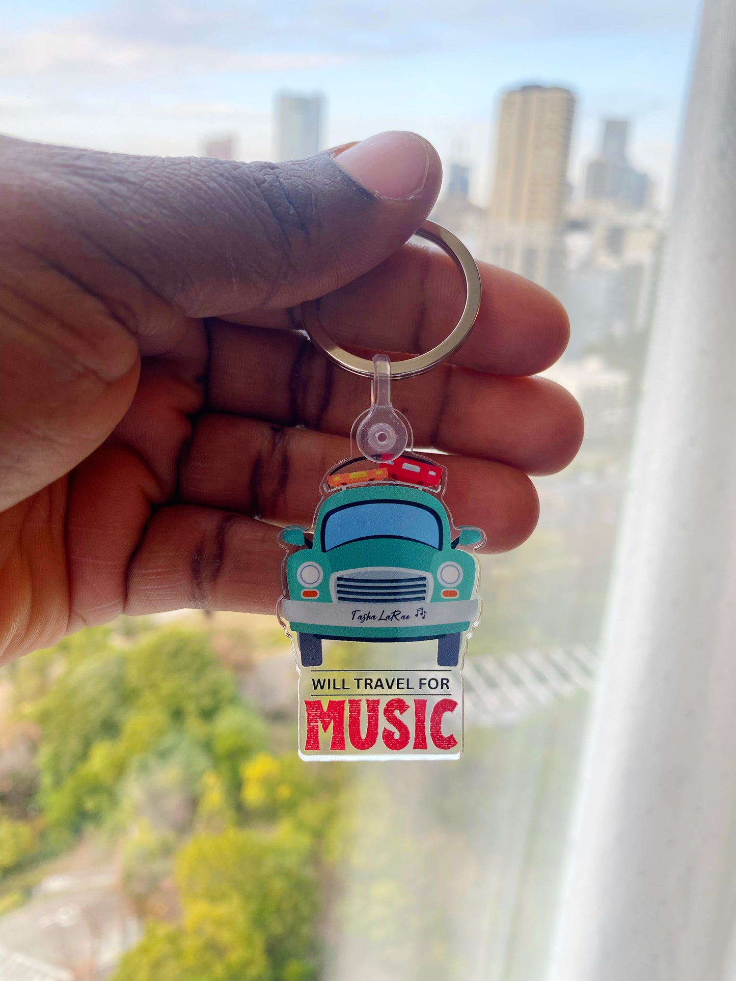 Will Travel for Music Keychain