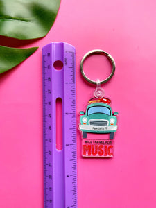 Will Travel for Music Keychain