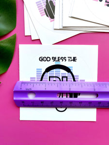 God Bless the DJ Vinyl Sticker 3 inches (Circle)