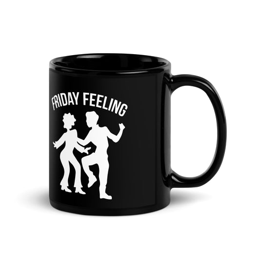 #FridayFeeling Black Glossy Mug